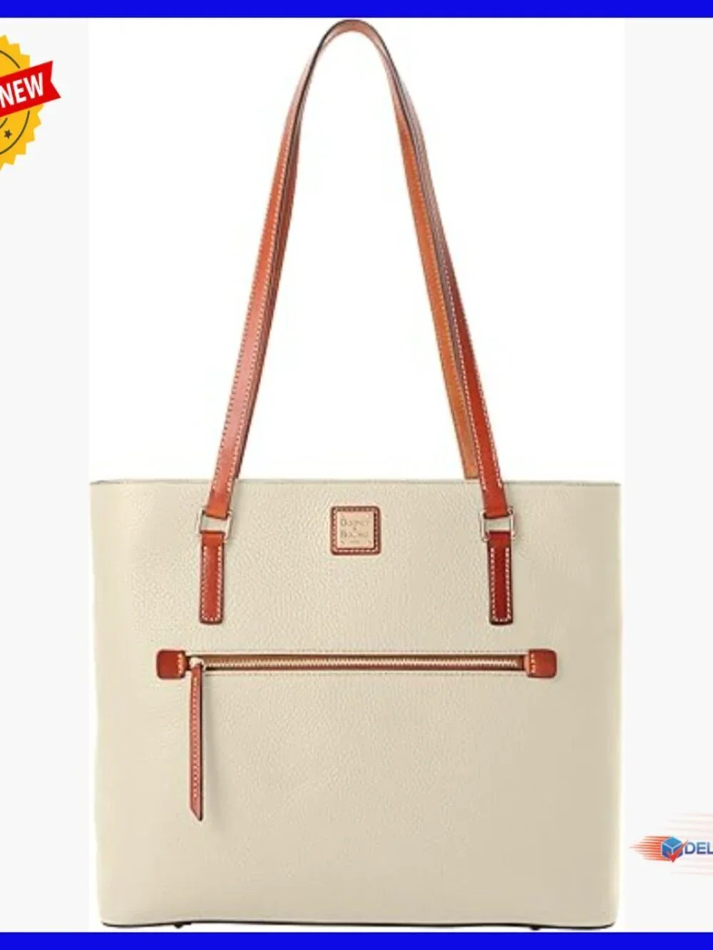 Large Leather Shopper Tote with Long Shoulder Straps and Multiple Pockets